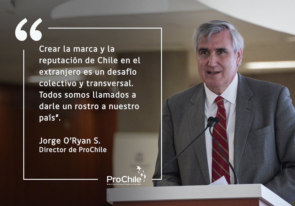 ProChile's tweet photo. “Chile se encuentra en el puesto 26, posicionándonos como el país con mejor reputación en los ciudadanos del G8 en Latinoamérica. No obstante, no debemos conformarnos sino verlo como un impulso para seguir mejorando” Director Jorge O’Ryan Schütz, en lanzamiento de #CountryRepTrak https://t.co/U6e9iJ8Vnx
