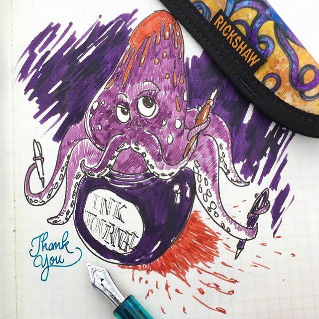 InkJournal's tweet photo. D.C., from the bottom of our inkwell, thank you. The #inktopus is mighty grateful of everyone that came out to the #dcpenshow this past weekend and stopped by our colorful table in the side ballroom. Weβre in the midst of getting this monthβs #inkflight β¦ https://t.co/7xXatQ2daZ https://t.co/MxTZJoWYun