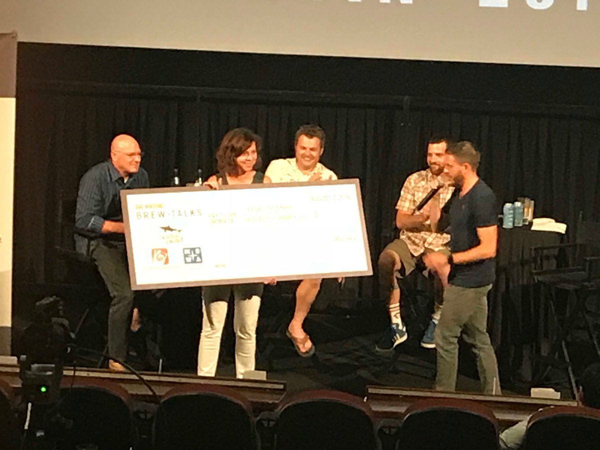 Beerasonian's tweet image. #NBWA CFO Kim McKinnish receives a $3700 check for hurricane relief at #brewtalks