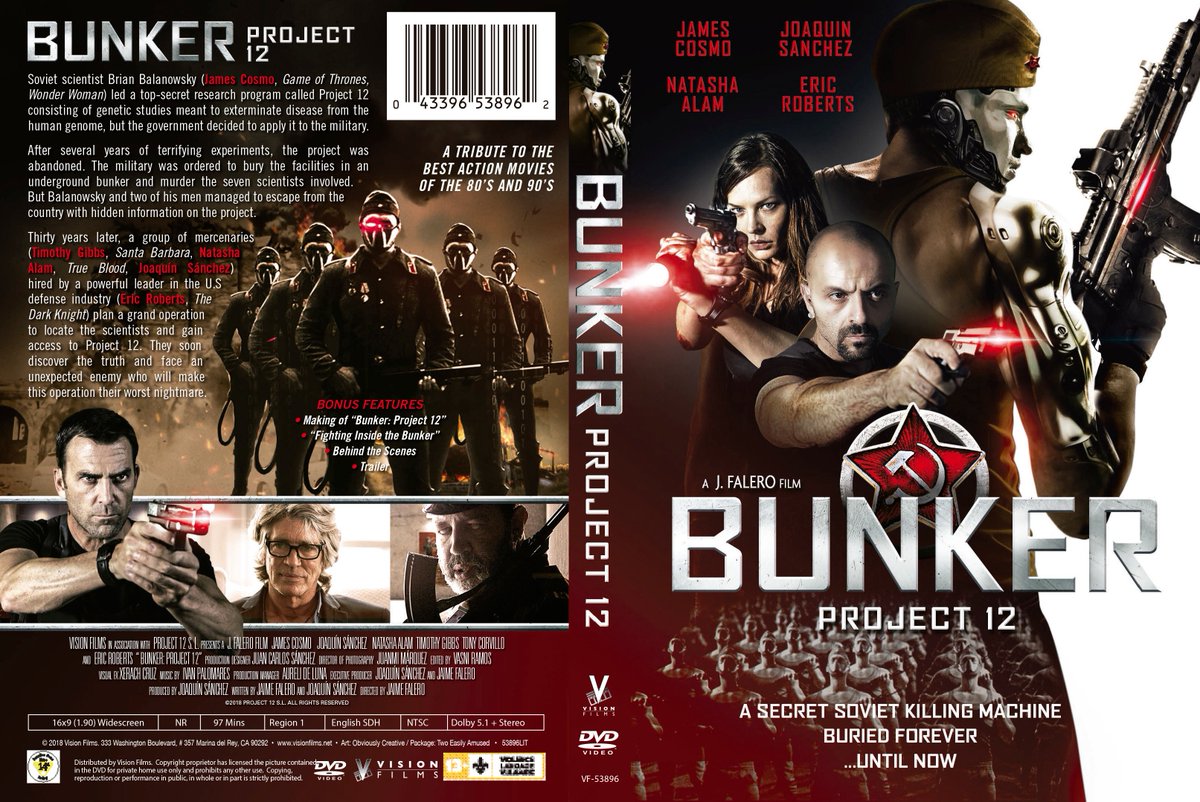 bunkerproject12's tweet photo. ¡¡A la venta hoy en EEUU y Canadá!! Carátula del DVD 𝐁𝐮𝐧𝐤𝐞𝐫: 𝐏𝐫𝐨𝐣𝐞𝐜𝐭 𝟏𝟐 @VisionFilmsInc una película de @JaimeFalero @MrJamesCosmo, #JoaquinSanchez, @natashaalam y @EricRoberts. 𝘛𝘰𝘥𝘢𝘺 𝘪𝘵 𝘨𝘰𝘦𝘴 𝘰𝘯 𝘴𝘢𝘭𝘦 𝘪𝘯 𝘵𝘩𝘦 𝘜𝘚 𝘢𝘯𝘥 𝘊𝘢𝘯𝘢𝘥𝘢 !! Cover: https://t.co/pouboN41Gs