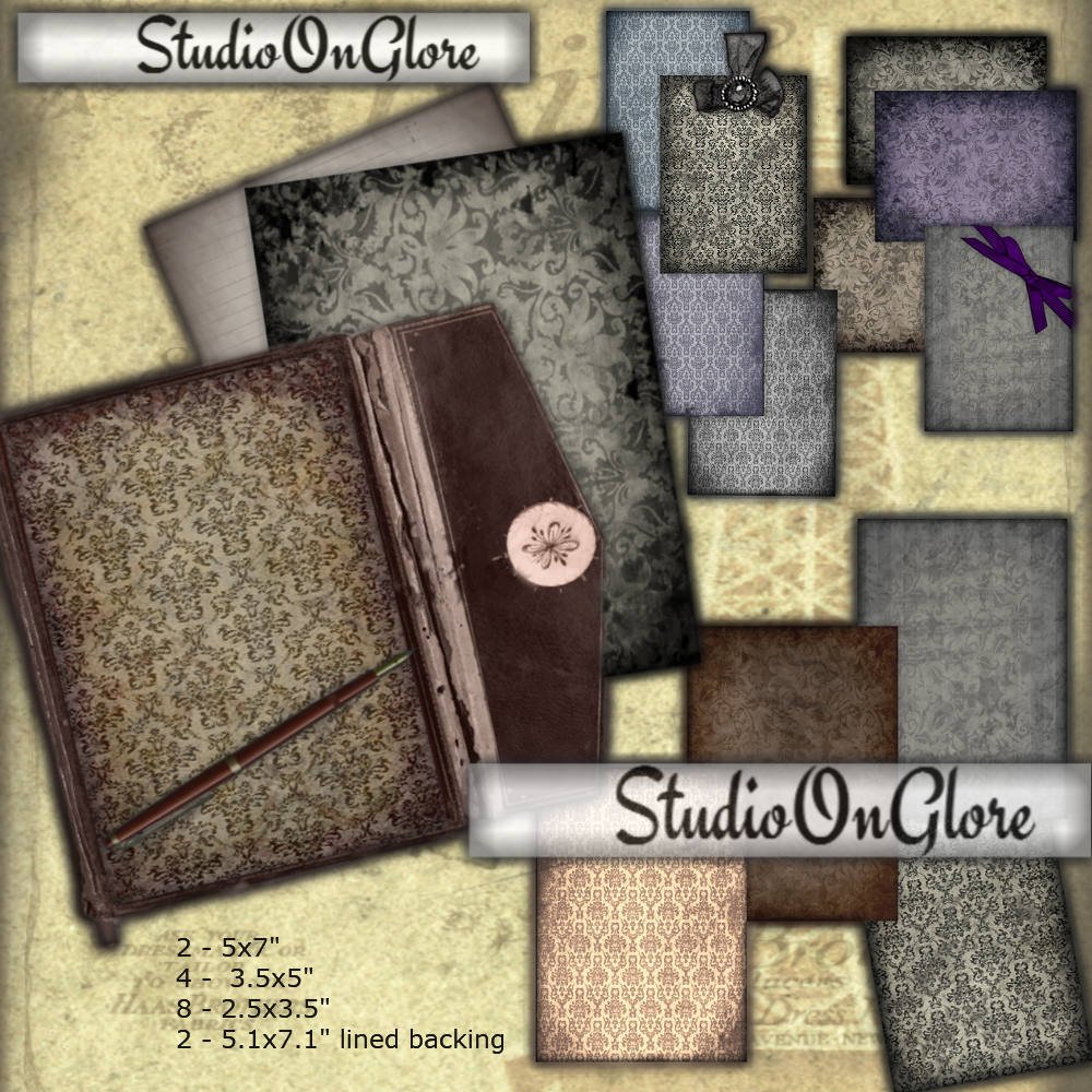 Great background sheets, lined sheet for #scrapbooking, #junkjournals.  #Grungy #Damask #Journal #Kit - Backgrounds and Lined #JournalPages, #CollageSheets, #ACEO, #cardmaking #scrapbooks #decoupage #diary #patternedpaper #papercraft #journalcovers