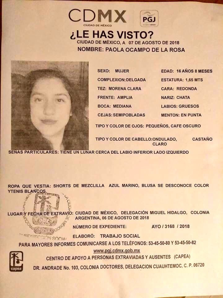 🚨 #AlertaAmber ¡Toma menos de un minuto ayudarnos a compartir!

Paola Ocampo De la Rosa 

🙏🏻Por favor compartir 🙏🏻