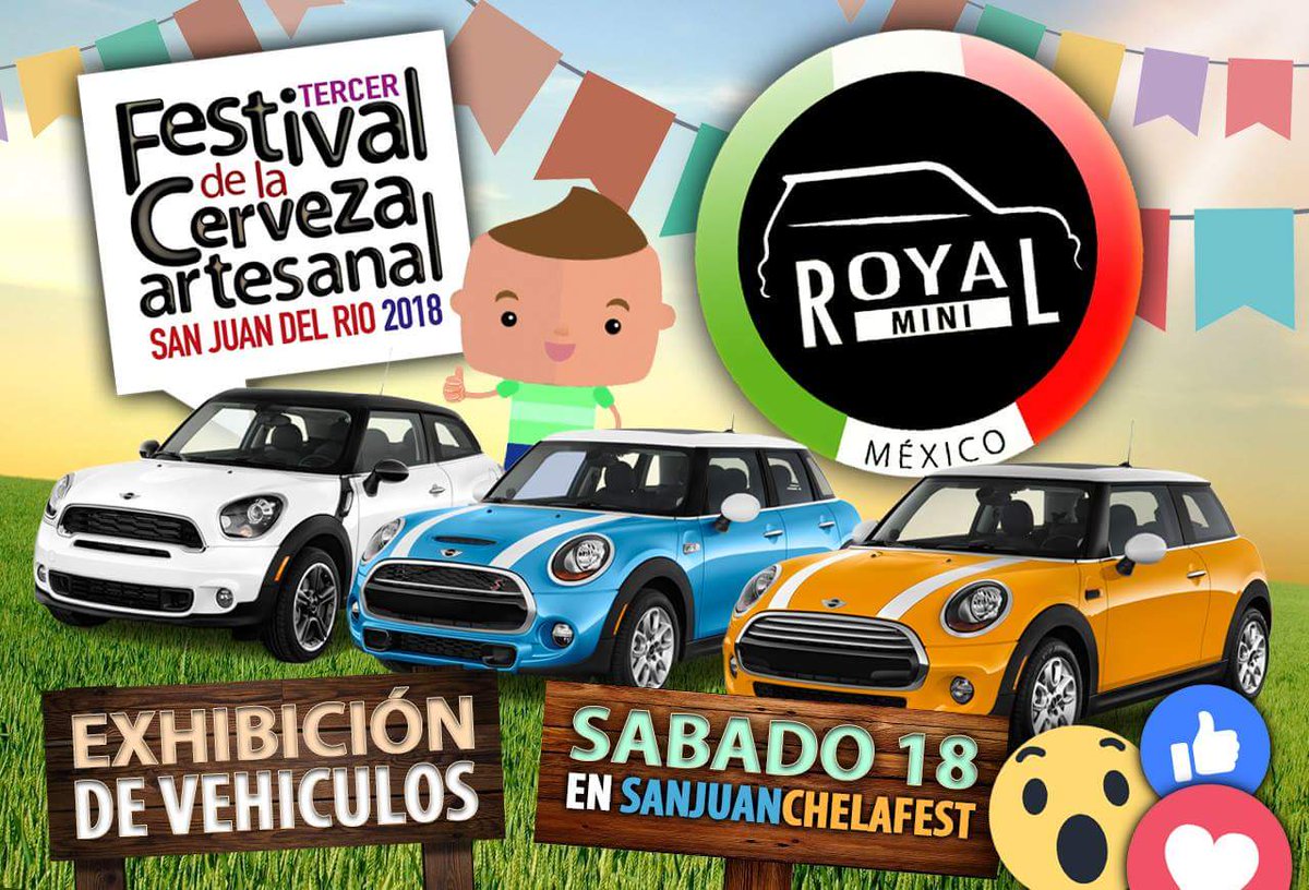 SJR_CHELAFEST's tweet photo. No te pierdas la exhibición de autos #minicooper dentro del festival de la cerveza artesanal de #sanjuandelrio #sanjuanchelafest el próximo 18 de Agosto. Entra en https://t.co/7F4IqVm2hj... #yahacesed #Vamos a @SJR_CHELAFEST https://t.co/pPxUiPJP81