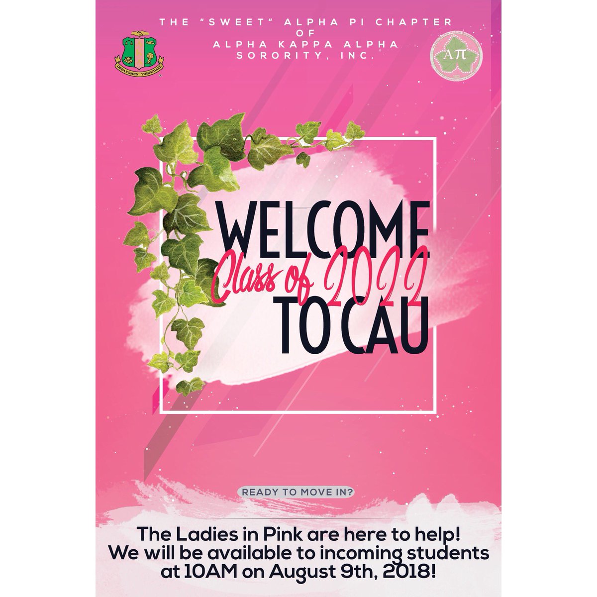 Tylaa_Janaee's tweet image. If you need an extra hand during move-in, please find any of the ladies in pink &amp;amp; green and we will be more than happy to assist you! See you soon! 💗💚✨ #SWEETAlphaPi #CAU #CAU22