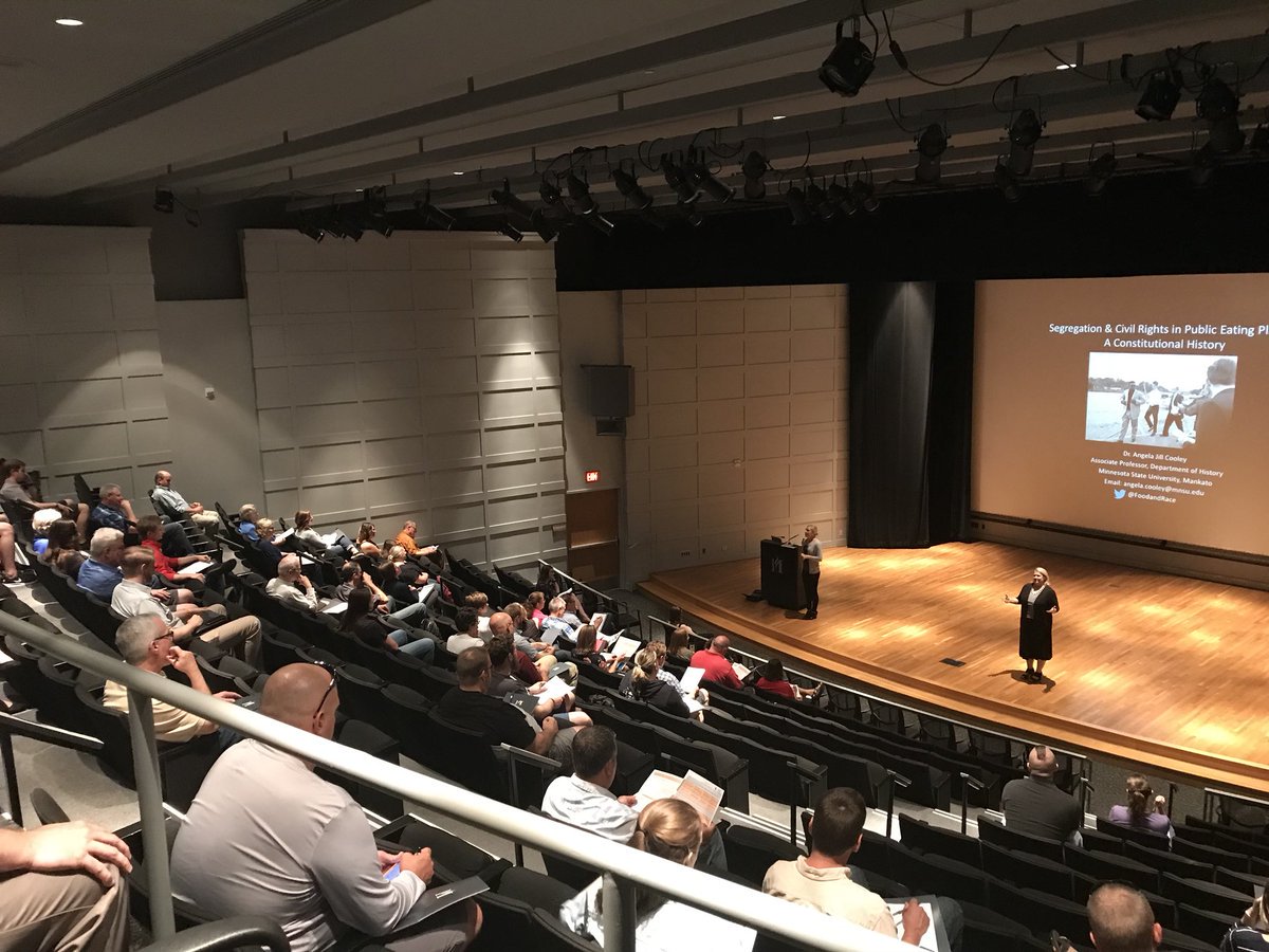 History prof Dr. Angela Jill Cooley @FoodandRace spoke at #MNHistoryFest this morning. She delivered the keynote address on her book To Live & Dine in Dixie (photo courtesy of @mooresclassroom ). Also presented her new research on food insecurity in the American South.