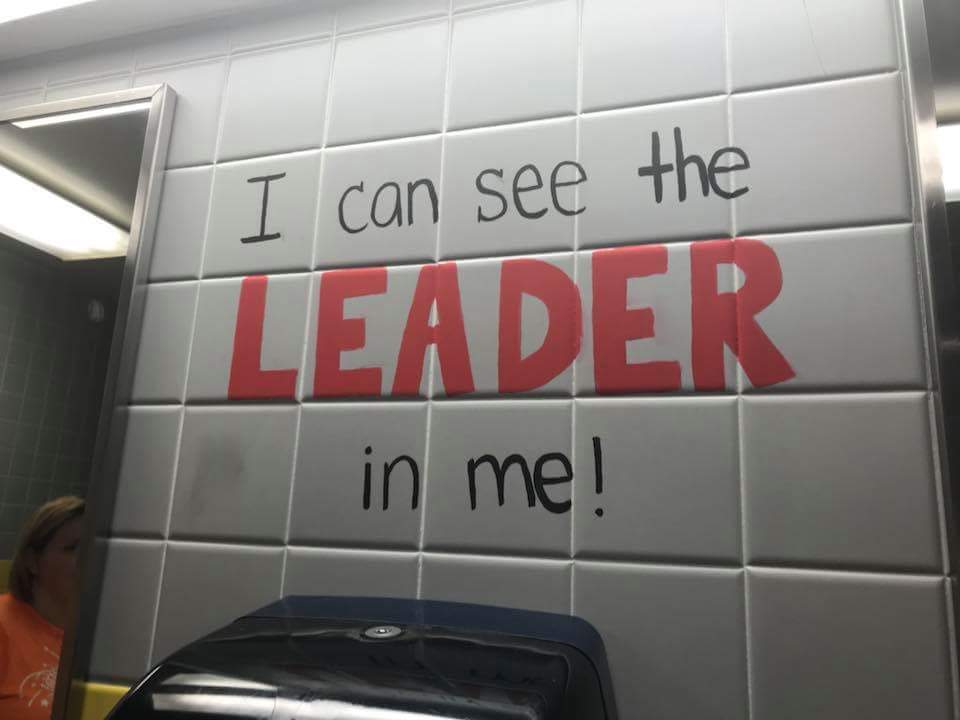 Thanks to some amazing staff  AND an outstanding community member donating their time and resources, our bathrooms were transformed today! Wow. Can't wait for our students to see this! #dhefamily