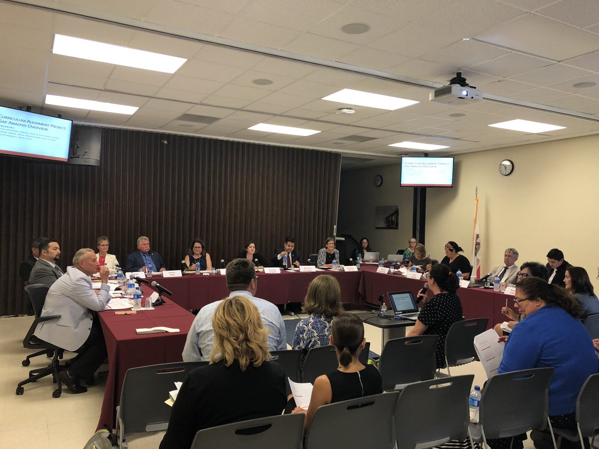 SUHSD's tweet image. #SUHSD and #SCCD board members listening intently to the details of a partnership that will create great opportunity for students in South County!