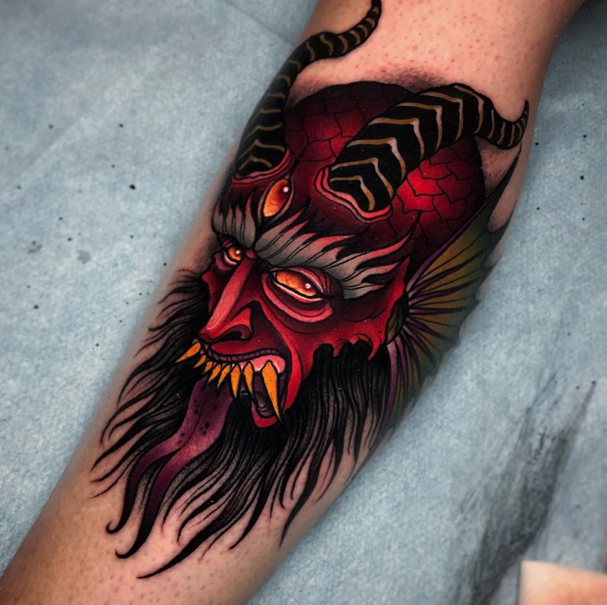 Traditional Demon Tattoo On Shoulder For Men