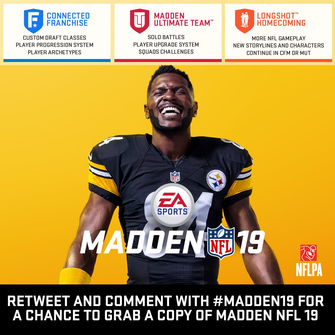 SamuelBrownRBT's tweet photo. You guys thought I was done? I have 8 MORE copies of #madden19 to give away! Follow the instructions on the picture to enter, make sure you’re following as well. :) I’ll pick the winners tomorrow night! Good luck and much love https://t.co/Woxl5lXAR3