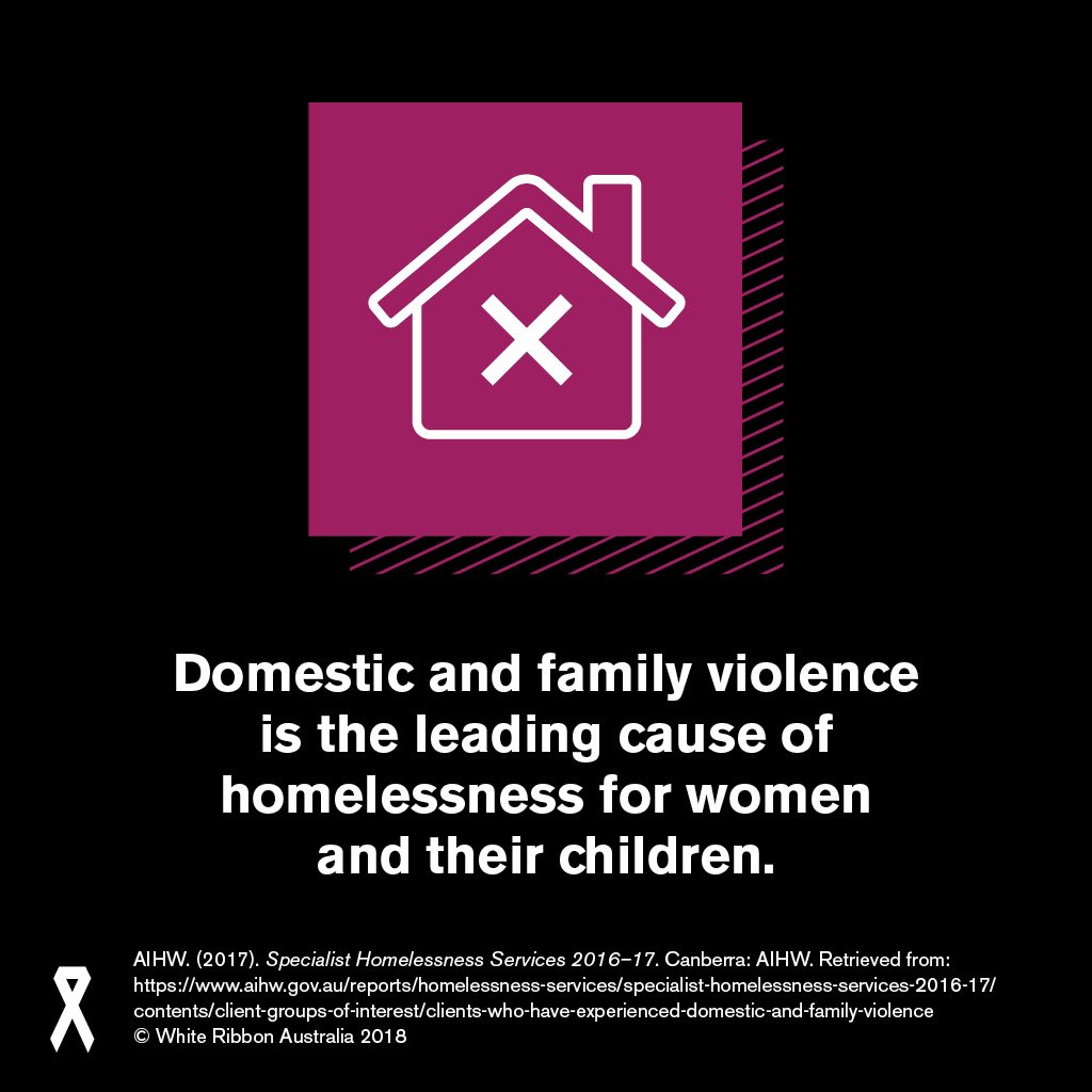 WhiteRibbonAust's tweet photo. This Homelessness Week, we acknowledge all women and children who are homeless due to domestic and family violence. Preventing violence is directly linked to relieving pressure on tertiary services and ultimately preventing homelessness in Australia. #HW2018 #HomelessnessWeek https://t.co/emGuMKw8E0