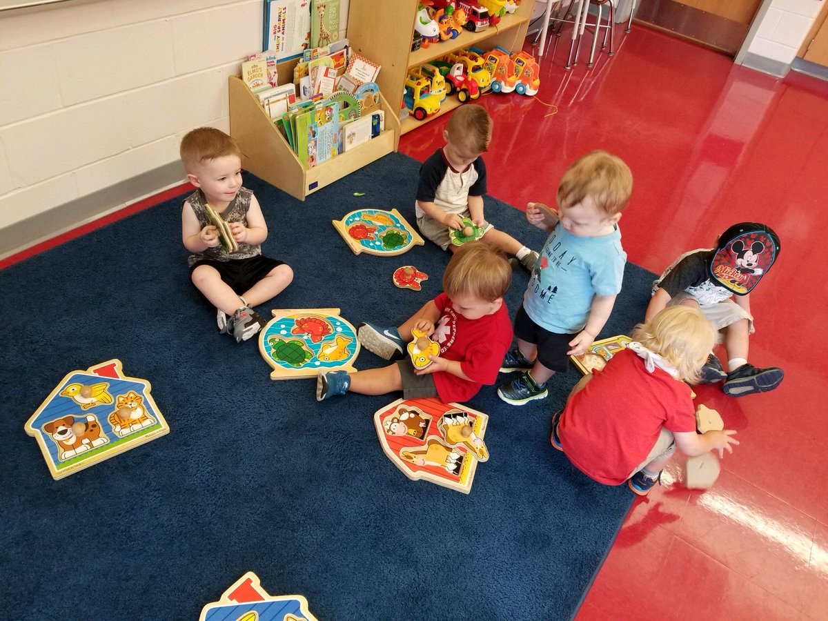 Puzzle time with the PreToddlers