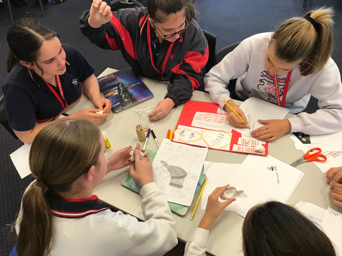 jostella19's tweet photo. @InfoOLMC collaborating with feeder primary schools. These students are prototyping their design for a prosthetic finger. @authlearning #authlearning https://t.co/mQ2acNWyje