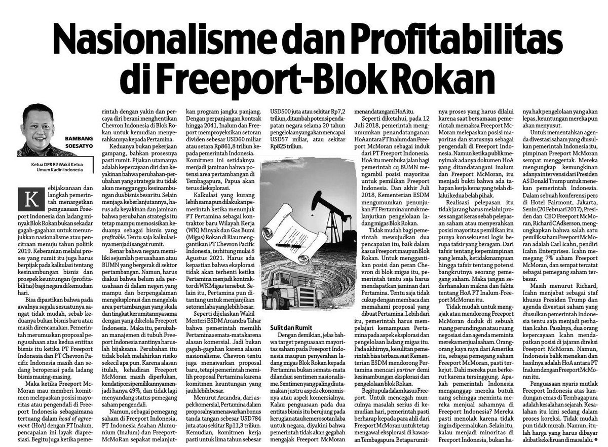 Nasionalisme &amp; Profitabilitas di Freeport-Blok Rokan 

<a href="/MNCkoranSINDO/">Koran Sindo</a> <a href="/DuniaEnergi/">Dunia Energi</a> <a href="/KoranBUMN/">Koran BUMN</a> 

#BUMNHadirUntukNegeri 
#JayalahINALUM 
#INALUMHebat
#HoldingindustriPertambangan