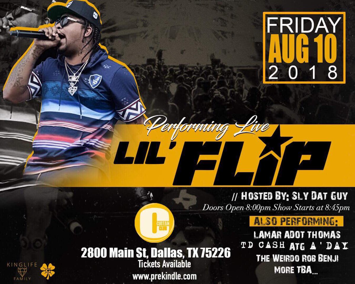 ATGAllTymedaG's tweet photo. I got #tickets on deck for the Lil Flip @lilflip713 show this Friday at Curtain Club in #DeepEllum for $15 a pop! Also performing is ATG! #dallasblogger #dallasobserver #dallas #dallasmusicscene #dallasnightlife #thingstodoindallas #dallaseats #DFWNights #ticketsforsale https://t.co/FYweqJ95an