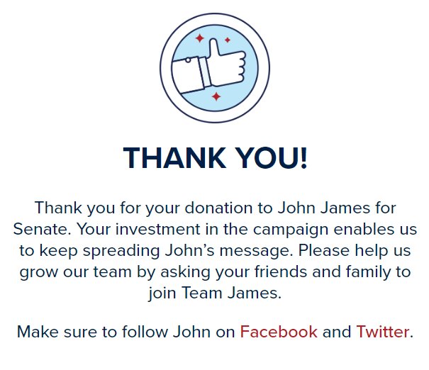 ScottPresler's tweet photo. I just donated $20 to @JohnJamesMI.

I promise to do everything in my power to elect John James to the Senate in Michigan.

https://t.co/86WgttFoPm
#MIsen https://t.co/tVz6p5zzFc