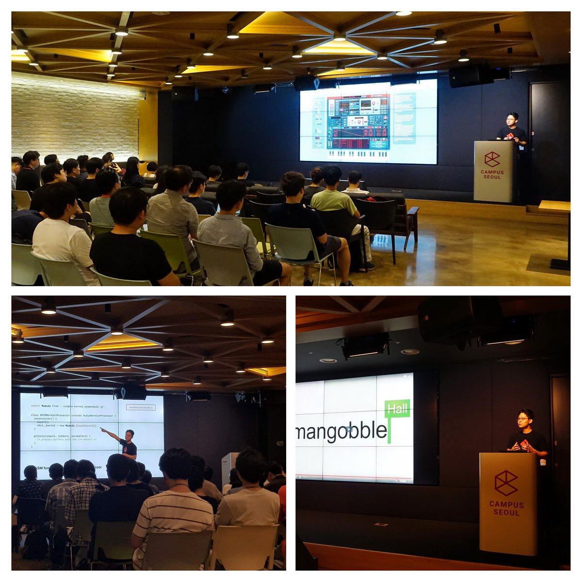 hochsays's tweet photo. Had a blast at @CampusSeoul talking about web music tech with designers/engineers/entrepreneurs in Korea! #chrome #webaudio #audioworklet https://t.co/f8Zzh8Nv01