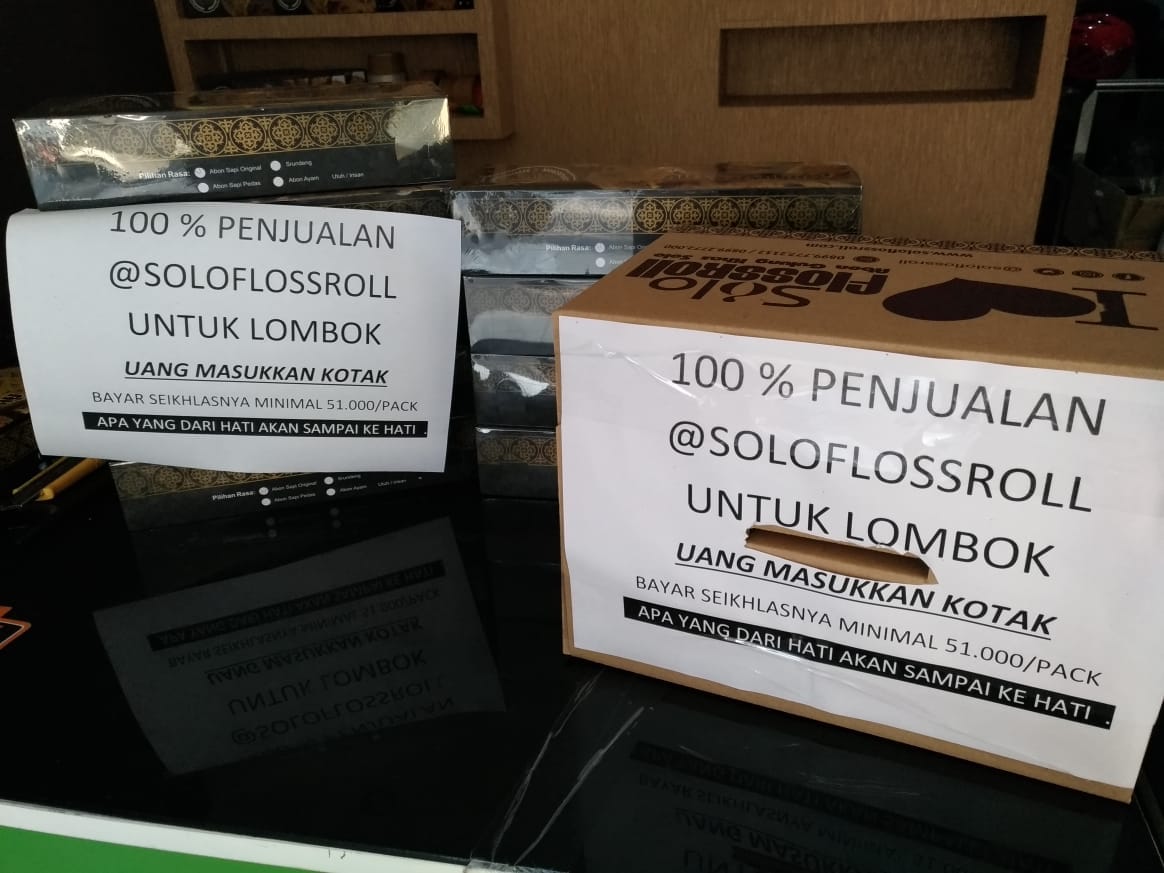 soloflossroll's tweet image. 100 % penjualan hari ini 8/8/18 untuk korban Gempa Lombok

Bayar seikhlasnya masukkan kotak.
Solo: Jl Parikesit Utara 13 Barat Masjid Karangturi Pajang
wa.me/628992772000

Jogja: Stasiun Lempuyangan Yogyakarta (depan Atm parkiran)
No wa 081.693.2256

instagram.com/soloflossroll/