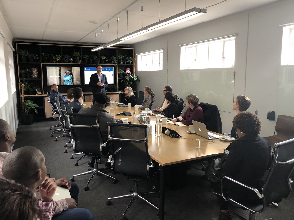 Praekelt WhatsApp media breakfast this morning <a href="/praekeltorg/">Simon de Haan</a> discussing the Praekelt Whatsapp messaging product available for social impact organisations