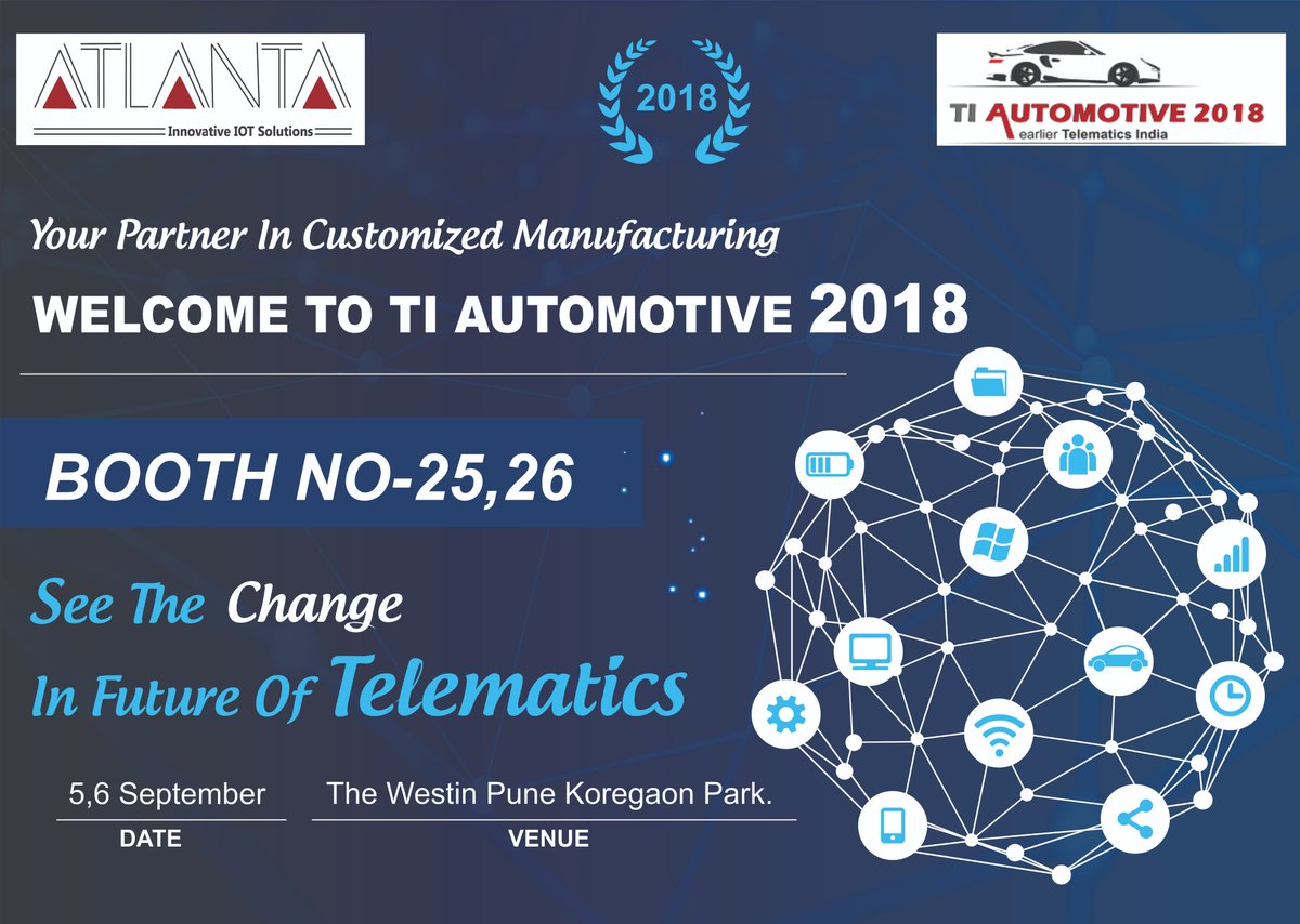 Atlanta Systems Welcome You all at TI Automotive 2018.8th International Conference and Exhibition. Meet us at the Exhibition and Experience a technological change with us at our booth equipped with advanced and unique IOT Products and Solutions. #IoT #TIAutomotive2018 #technology