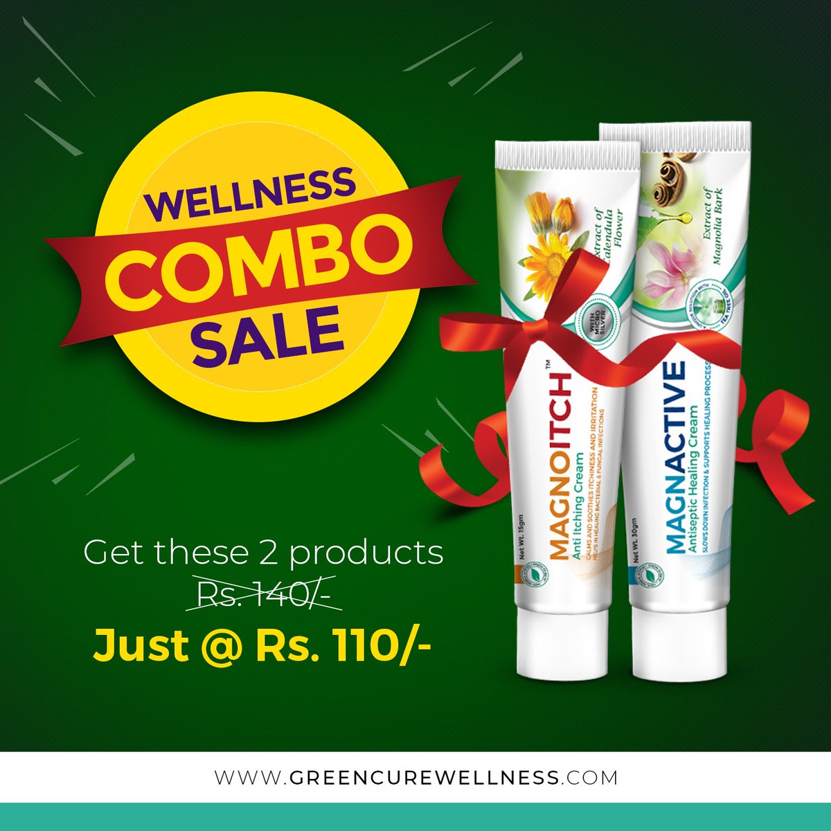 greencure5's tweet photo. Grab this offer flat Rs 30/- off
Anti-Itching cream and Antiseptic cream
Click here to buy- https://t.co/Ac7bDjuGKR
#wellness #magnoitch #magnactive #combooffer #herbalactives #calendula #magnolia #teatreeoil #withrespecttonature https://t.co/YCcfewUMLy