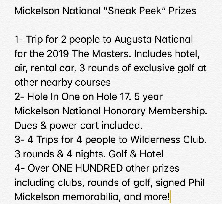 BarryEhlert's tweet photo. The Masters 2019

Lets do something crazy!Over 5000 RT’s &amp; we’re giving away Masters trip!Help me make a dream come true.Lets go!

Check pic 4 over 100 prizes at “Sneak Peek” event

Get ready 4 @MickelsonNGC Tour &amp; Play 4 Hole Loop!

Click link &amp; register

https://t.co/l5epyOYyr7 https://t.co/hTZ4u4twAB
