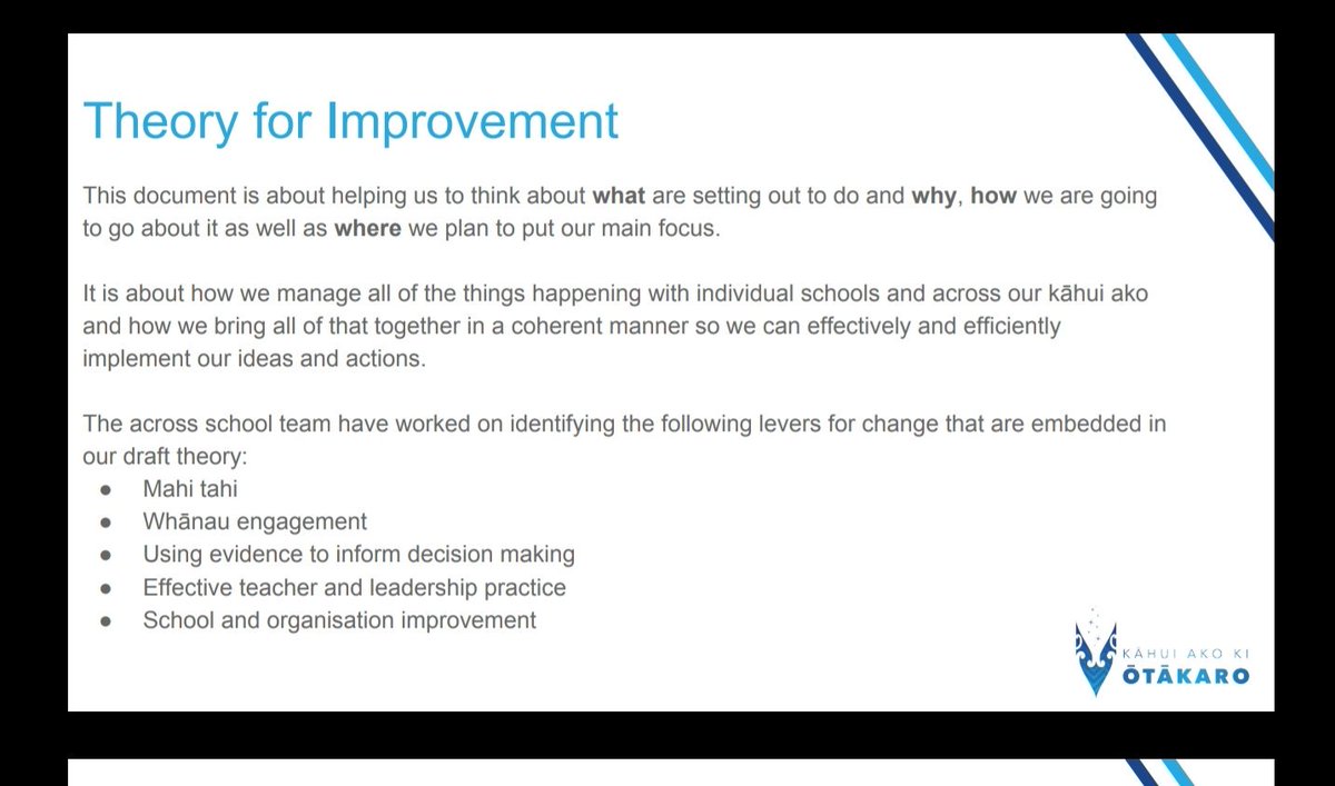 Here is the basis for our #theoryofimprovement and our #leversforchange #otakaro