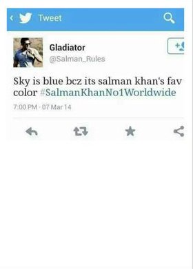 Lejhandary Bhaitards Starting with #1 "Sky is blue bcz it's Salman Khan's fav color"  @Salman_Rules 