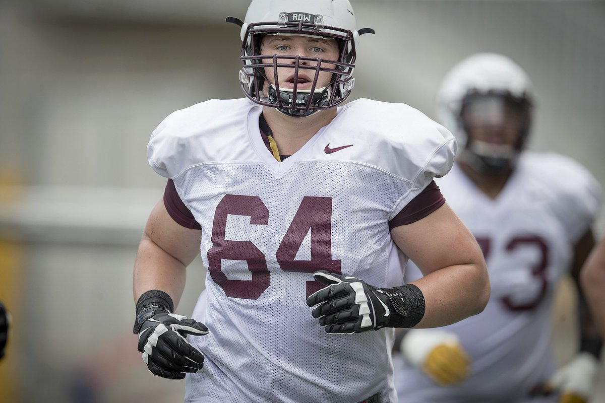 StribSports's tweet photo. Having bulked up on chocolate milk and peanut butter, Conner Olson is the utility man on the #gophers offensive line. https://t.co/lpnl6PWGBk https://t.co/dnkQt8g7fI