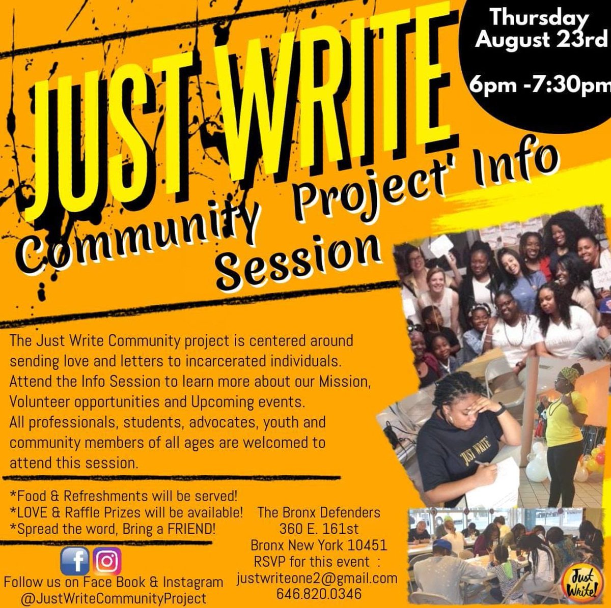 TeaTheCoach's tweet photo. Come find out how the Just Write crew is changing the world - one letter at a time!
#JustWrite 
#WriteNow 
#LetterWriting 
#WordsHeal
#MassIncarceration  
#Bronx #MottHaven 
#ConsultWithTea
#CoachTea https://t.co/Ev5X3XK3mW