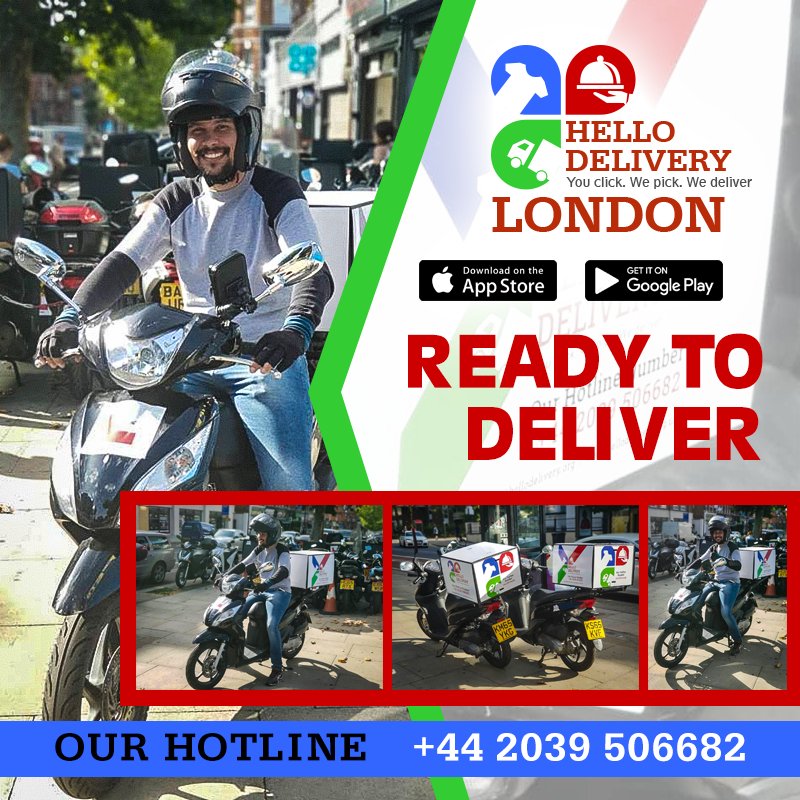 hellodelivery's tweet photo. We are ready to deliver your orders, anytime.
Install Hello Delivery App on your mobile phones today.
#HelloDelivery #London #DeliveryApp #Orders #Restaurant #FastFoodChains #Grocery #Laundry #Packages #MobileApp https://t.co/WArVpQL0IR