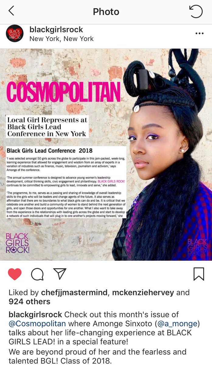 You cannot become the woman of your dreams and expect there not to be a revolution! Shout out to @a_mongi for carrying the SA flag high @BLACKGIRLSROCK thank you @CosmopolitanSA ✊🏽❤️ #iammysisterskeeper #blackgirlslead #blackgirlsrock