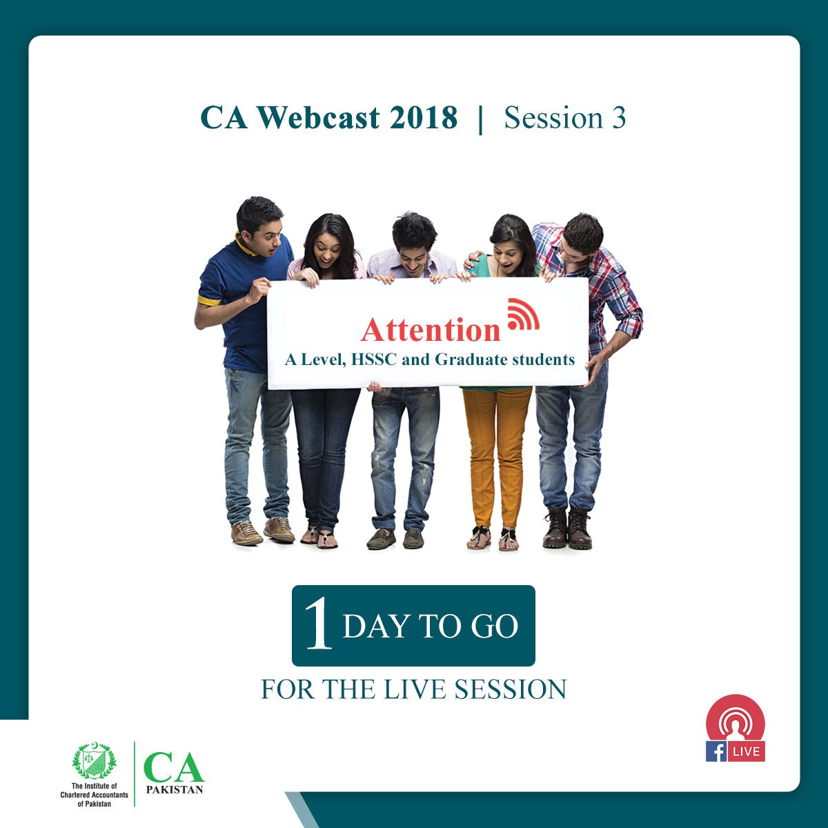 icapofficial's tweet image. Only 1 day is left for the CA Webcast LIVE Session 3.

Stay tuned to our Facebook Page for more details.

#ICAP #CAWebcast #FacebookLiveSession #BeACA