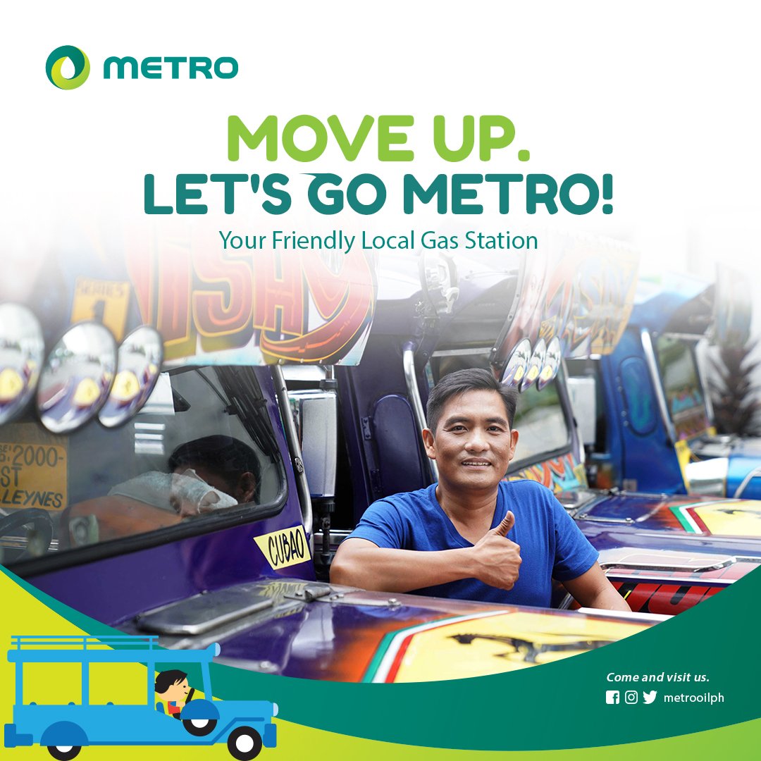 metrooilph's tweet photo. Continue to drive towards success! Metro will be there with you throughout the long road ahead. Move up. Let's Go Metro!

Come visit us at the newly improved Metro Oil, Your Friendly Local Gas Station. 🇵🇭 #LetsGoMetro https://t.co/S1MlO4qyED