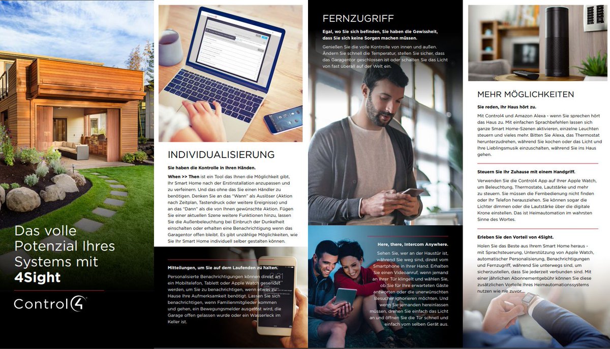#4Sight Mit der 4Sight Lizenz erweitern Sie eine bestehende Control4-Installation mit tollen und nützlichen Features. control4germany.gmbh/4sight-lizenz/