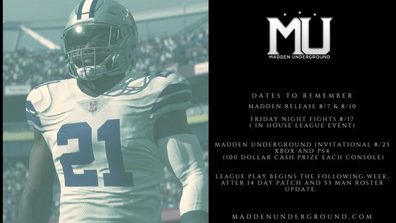 UgMadden's tweet image. Dates to remember for Our Madden Underground Franchise Leagues guys #Madden19