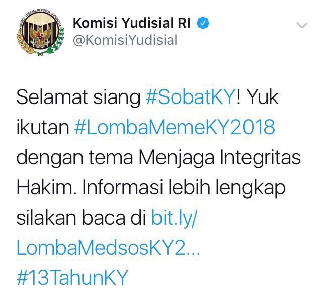 Kring_Sajak's tweet photo. Admin @komisiyudisial 😘 https://t.co/qvToj2KPJ7