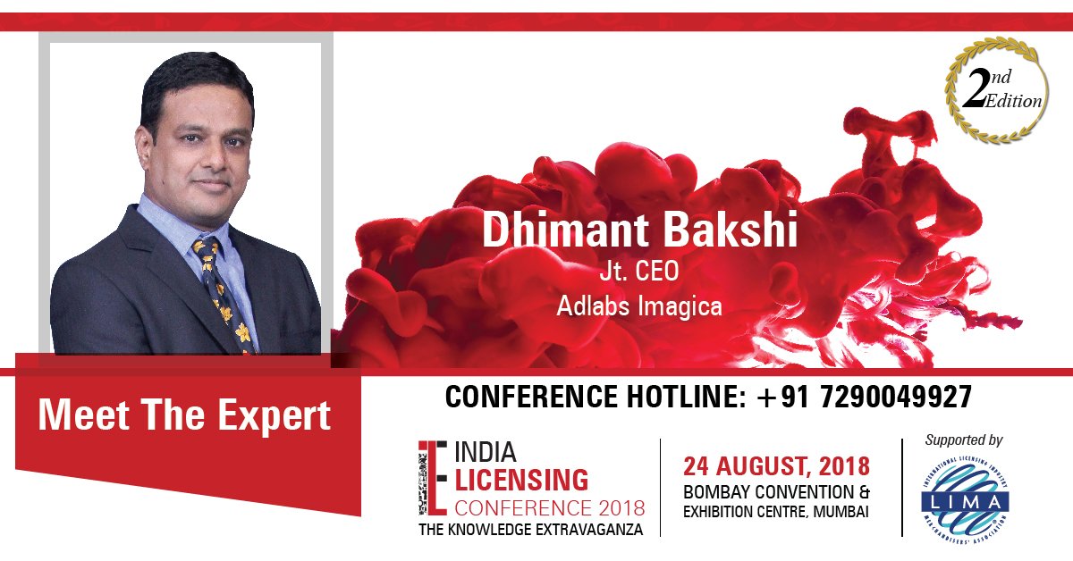 indialicensexpo's tweet photo. Hear Mr. Dhimant Bakshi, Jt. CEO, @AdlabsImagica talking on how Brand + licensing is paving way for new innovations only at #ILE2018. To join, register at https://t.co/ZHrCn7G4YP
#BrandLicensingIndia #CharacterLicensing #LicensingCanHelp #NoFakes #houseofstarsofficial #tradeshow https://t.co/b1JrMUeGrY