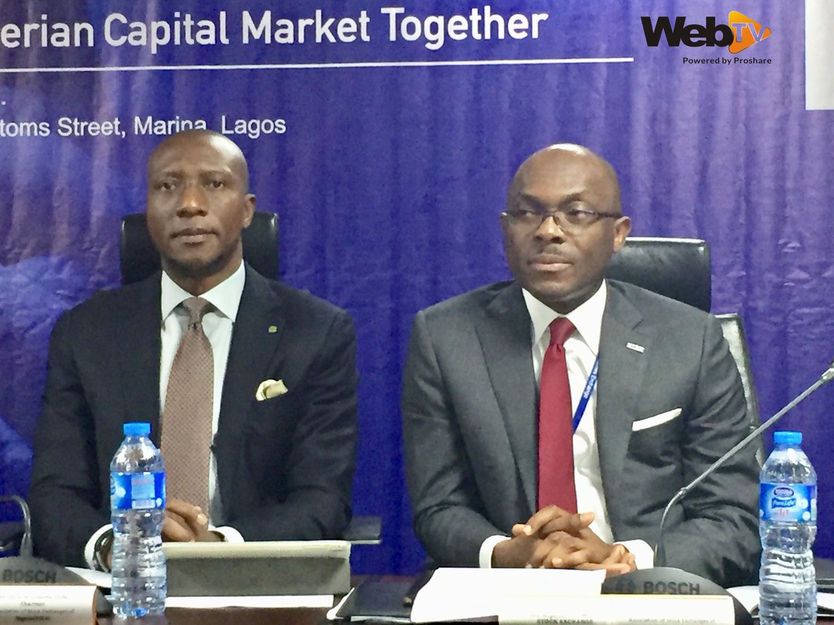 CEO @nsenigeria  <a href="/OscarNOnyema/">Oscar N. Onyema</a> with CEO @FMDQOTCExchange Mr Bola Onadele @nsenigeria at the launch of <a href="/ASEN_Nigeria/">Association of Securities Exchanges of Nigeria</a> <a href="/AFEXNigeria/">AFEX</a> <a href="/SECNigeria/">SEC Nigeria</a> <a href="/NASDNG/">NASD OTC Exchange</a>