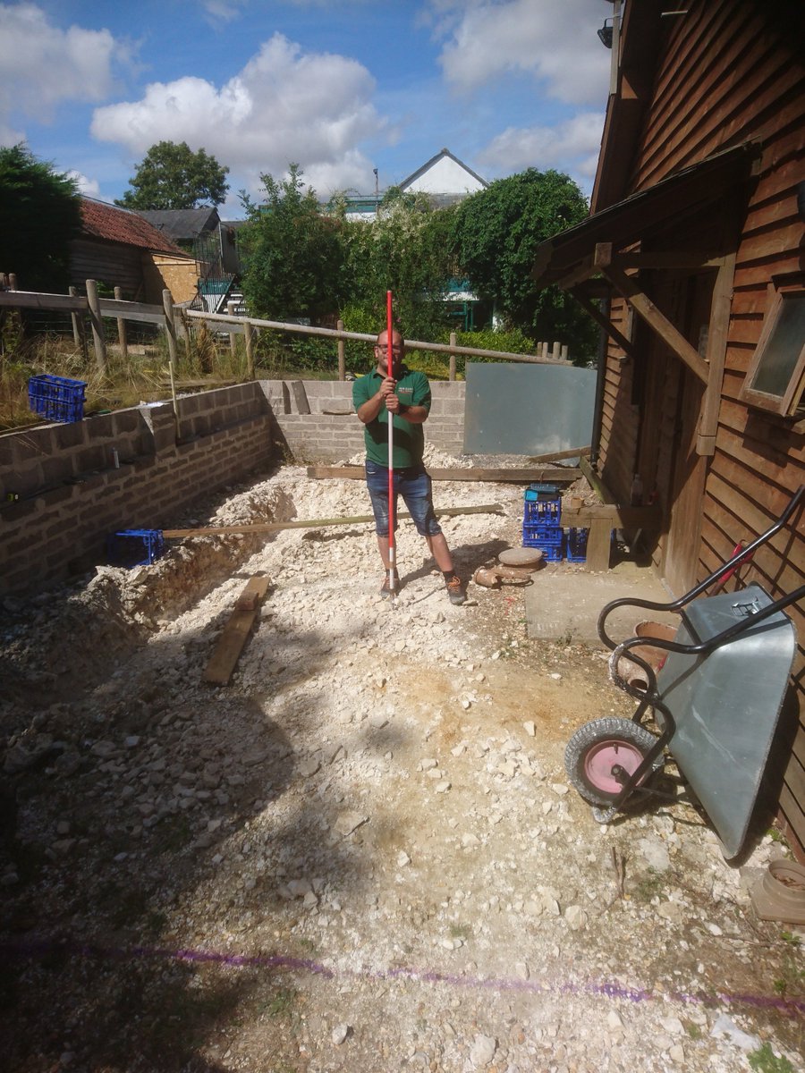 Adam is working hard preparing our new kitchens footings ready for the concrete,,
