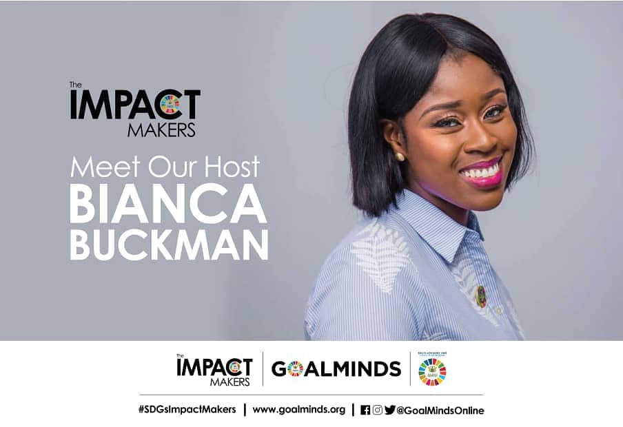 GoalMindsOnline's tweet photo. Meet our host @MissBuckman. 
The Impact Makers is a TV series designed to highlight efforts made by CSOs, Innovators and Change Agents whose efforts are helping us achieve the SDGs. #SDGsImpactMakers #SDGs2030 @nakufoaddo @undp @globalgoals https://t.co/mSgDvdeRje