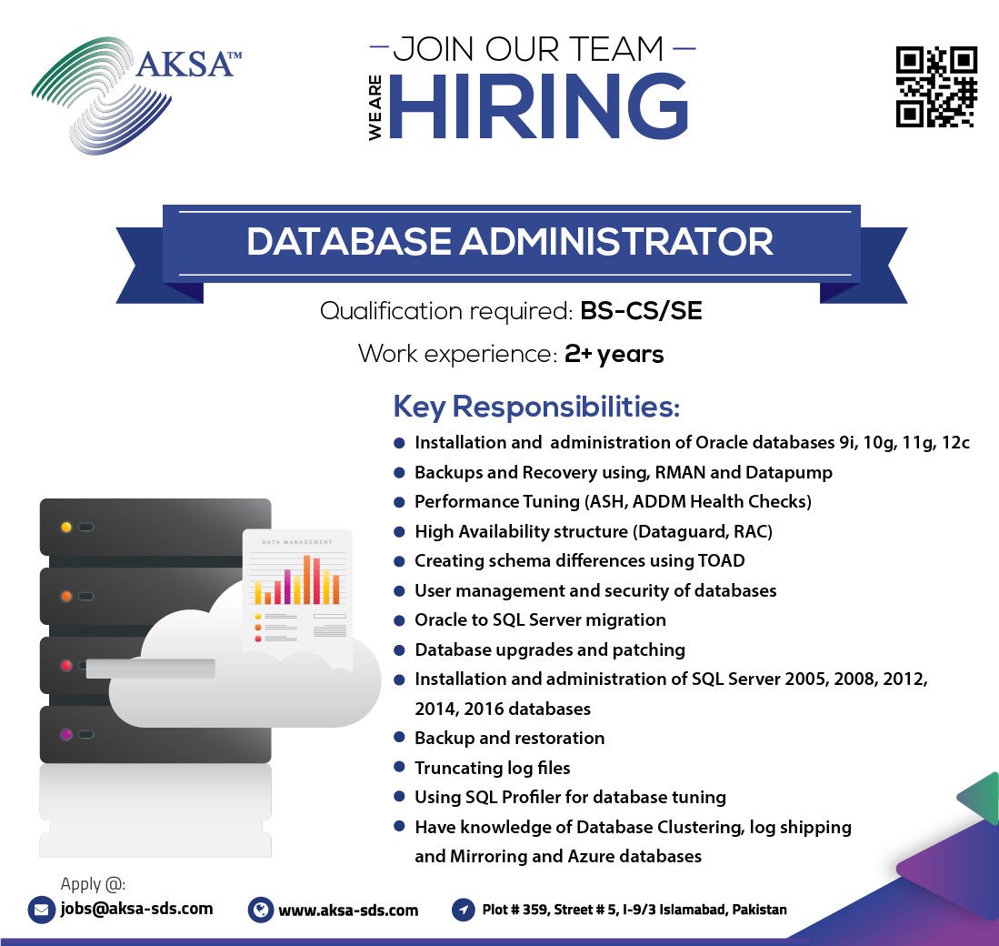 I am hiring database administrator.

Apply Now !  

#hiring 
#dba 
#databaseadministrator 
#aksasds 
#islamabad