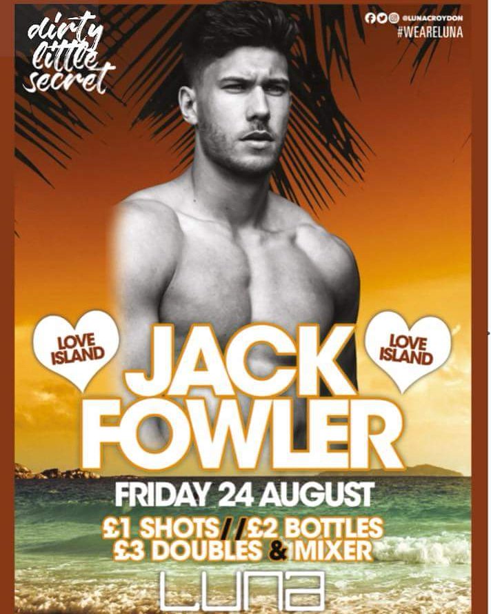 ❤🌴Jack Fowler    
 🥥£1 SHOTS🥥                                                             
 🍉£2 BOTTLES 🍉                                                            
🍌£3 DOUBLE &amp; MIXER🍌

TICKETS AVAILABLE NOW !!!!!!!

fatsoma.com/dirtylittlesec…
#loveisalnd18