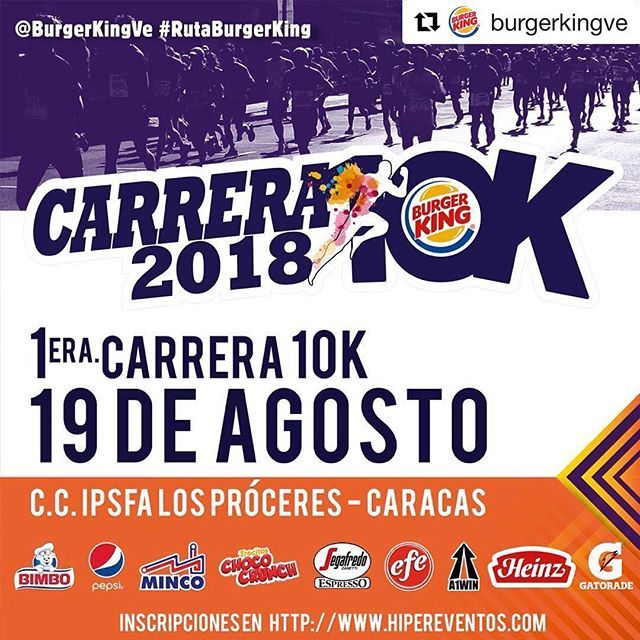 A1WIN dice presente 🙋 en la #CarreraBurgerKing . ¿Y tú? ¿Ya te inscribiste?.
.
¡Te esperamos!
.
.
#Repost <a href="/burgerkingve/">Burger King Vzla</a> with <a href="/get_repost/">Repost</a>
・・・
¡ATENCIÓN RUNNERS! El domingo 19 de agosto tendremos nuestra primera  Carrera 10K de la mano de <a href="/hipereventos/">Hipereventos</a>… ift.tt/2vNesS4
