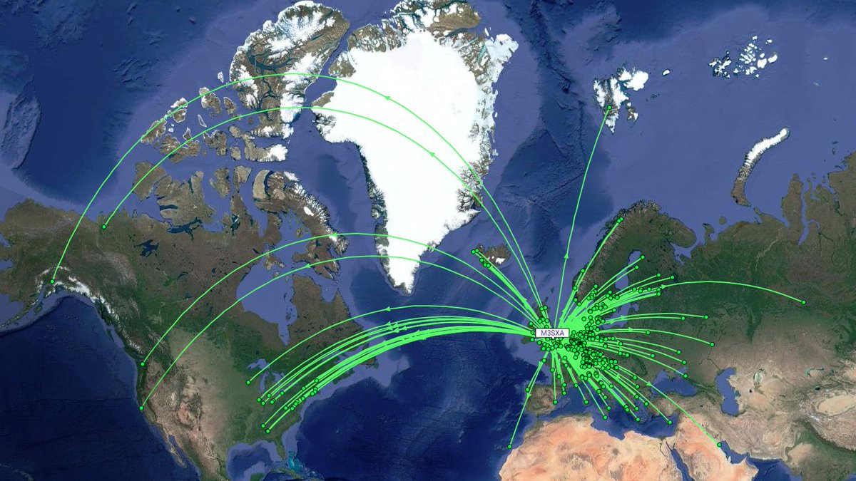 M3SXA's tweet photo. Two weeks worth of 200mw on 20m using #wsprlite #hamr #wspr #amateurradio #radioamateur #digimode #hamradio #SOTAbeams https://t.co/Jb2f7h6TeG