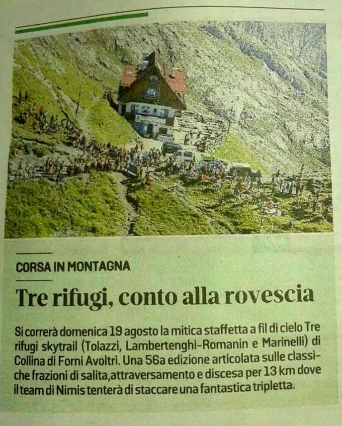 TONY_3RIFUGI's tweet photo. Newspaper today 56^ STAFFETTA 3RIFUGI SKYTRAIL domenica19 agosto https://t.co/smYxtYXgbC