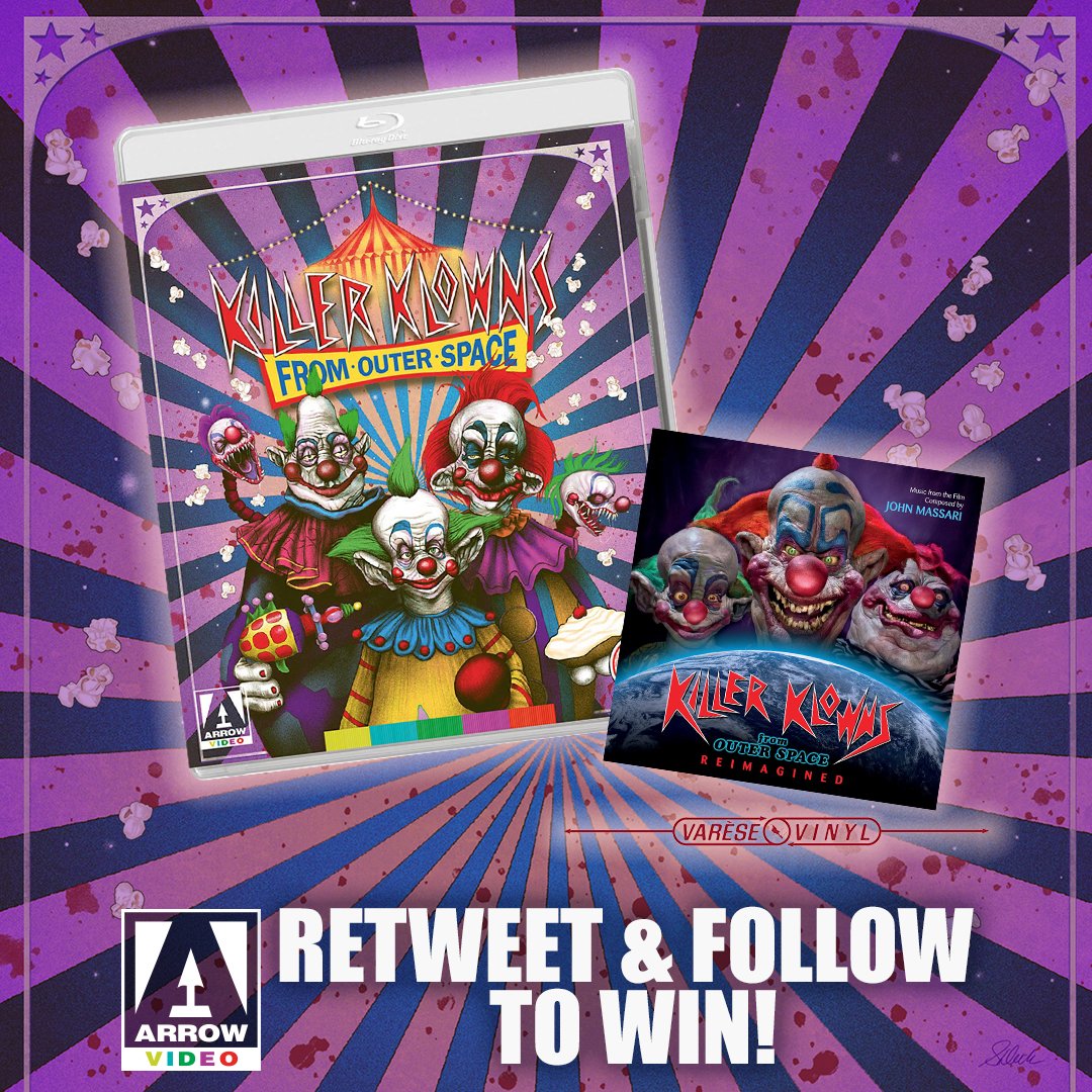 ArrowFilmsVideo's tweet image. RT &amp;amp; Follow to #win! Take a bite out of the galaxy with KILLER KLOWNS FROM OUTER SPACE on Blu-ray &amp;amp; CD Soundtrack from @VareseSarabande. #Competition #Giveaway
