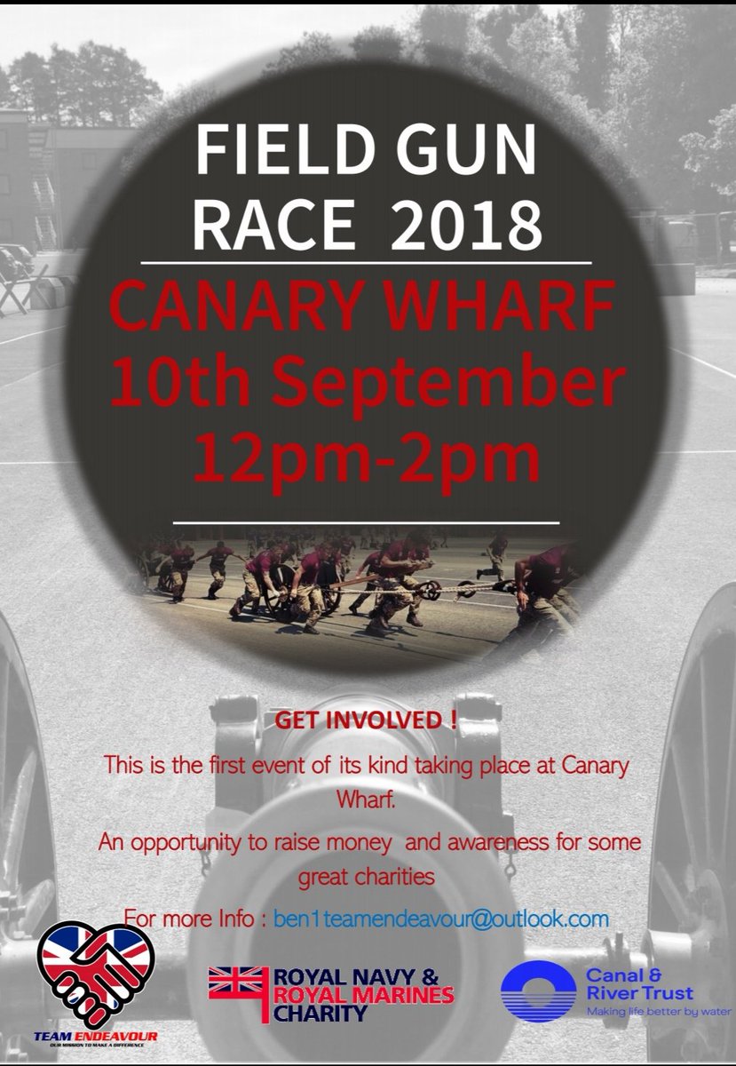 Come along and watch team work at its best,for the first time ever field gun will be running at Canary Wharf, teams will compete in a thrilling day of action, speed and courage. May the best team win. #teamwork #supporttheday #amazingevent