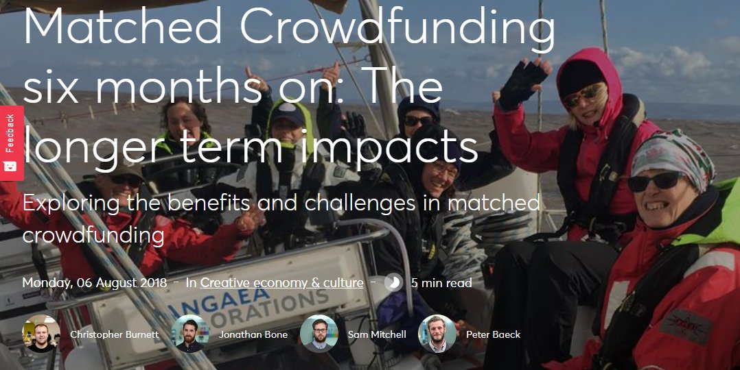 A new blog from <a href="/nesta_uk/">Nesta</a> highlights how short term benefits associated with #crowdfunding translate to longer term impacts for #artsandheritage projects that receive #matchfunding: nesta.org.uk/blog/matched-c…