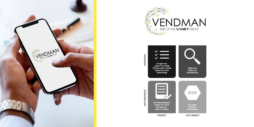 VendmanSystems's tweet photo. #WEDNESDAYWISDOM Put First Things First. Try organising your everyday tasks into the following, then stick to it! TRY IT FOR YOURSELF!

#7HABITS #VENDMAN https://t.co/2roVK6KN5C