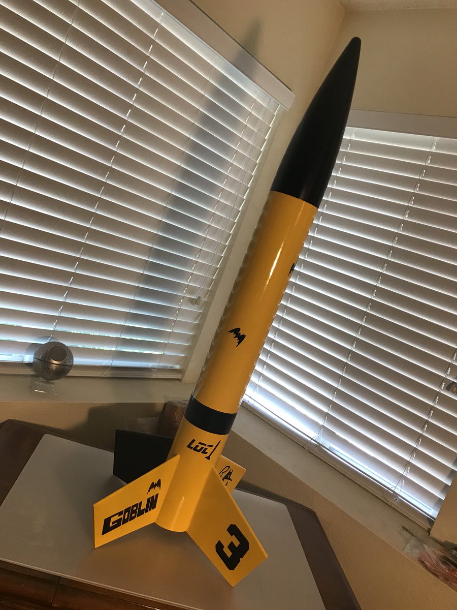 modelrocketguy's tweet photo. I was able to complete the 4β LOC Goblin. The Rocket is traditional yellow with the one black fin.
Dave and Jason, and the rest of the LOC team, THANK YOU! Everyone, order one now!!!
#modelrocketry #modelrockets #rocketry #locprecision @locprecision #locgoblin #goblin #naram60 https://t.co/ZVtmNyN9E7